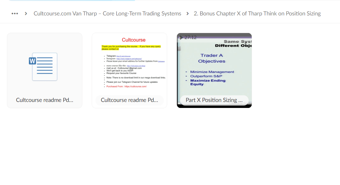 Van Tharp – Core Long Term Trading Systems